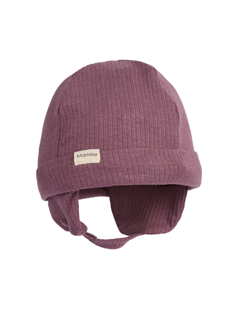 Ribbet rosa hue med ørebeskyttelse og hagerem til baby