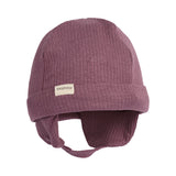 Ribbet rosa hue med ørebeskyttelse og hagerem til baby