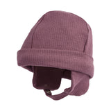 Ribbet rosa hue med ørebeskyttelse og hagerem til baby