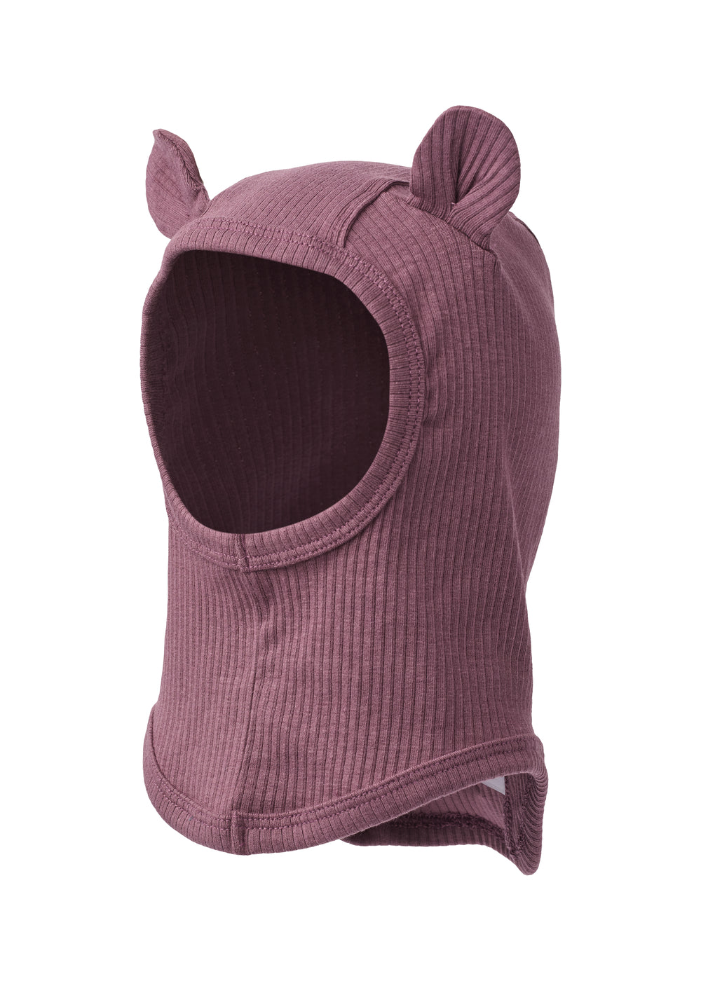 Ribbet lilla elefanthue til børn med små bjørneører