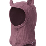 Ribbet lilla elefanthue til børn med små bjørneører