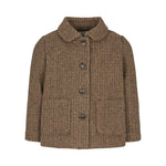 Brun ternet jakke til børn med knapper og krave