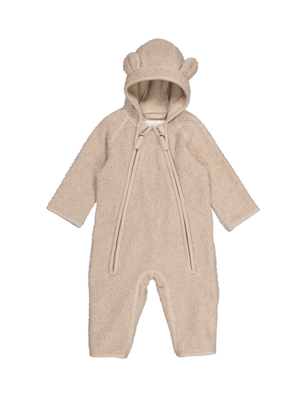 Lys holdt til baby i blødt teddyfleece med hætte og bindebånd