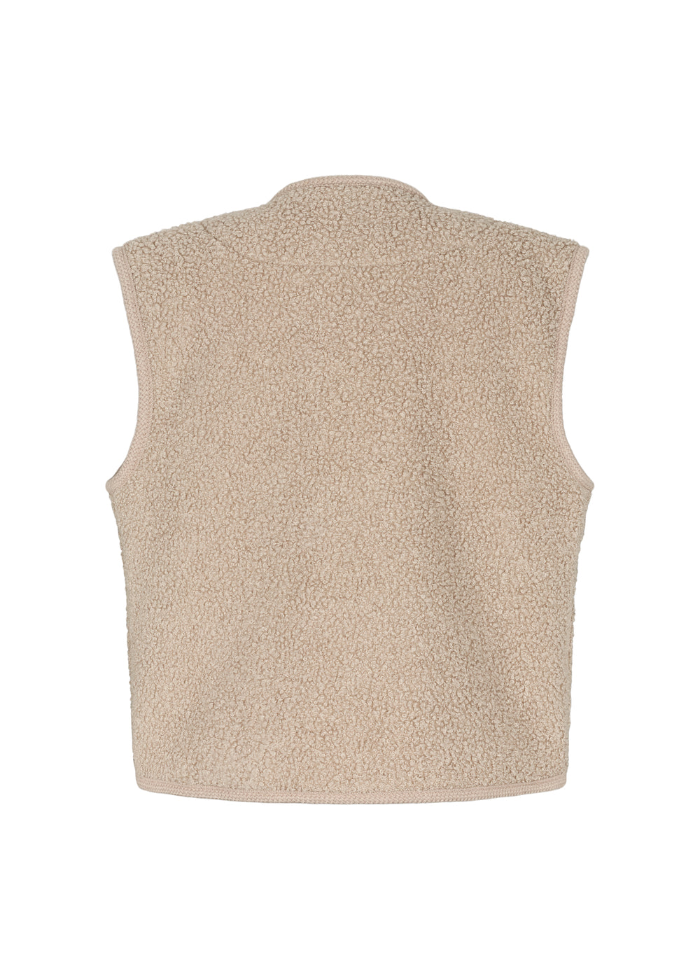 Lys beige teddyvest til børn set bagfra uden detaljer