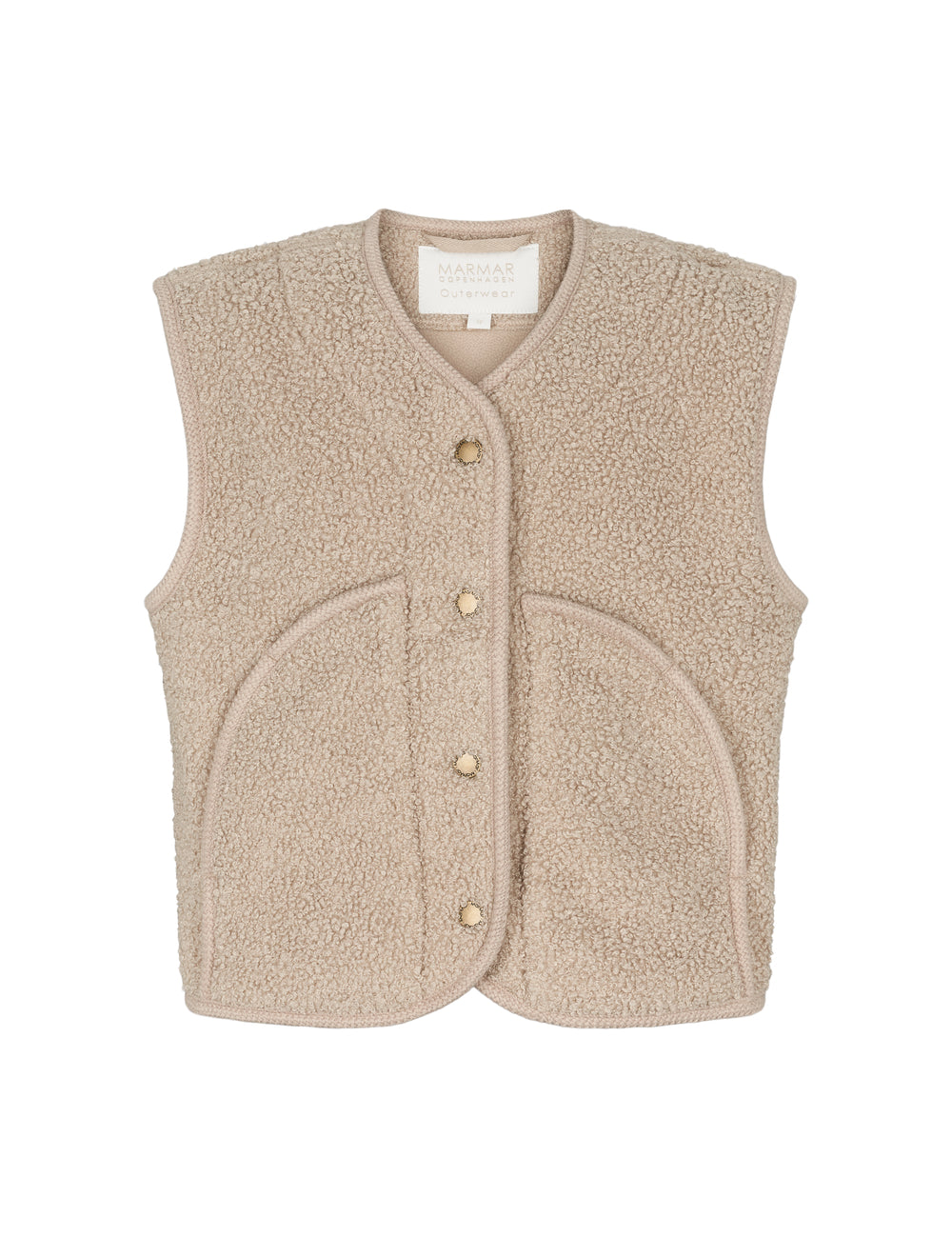 Lys beige teddyvest til børn set bagfra uden detaljer