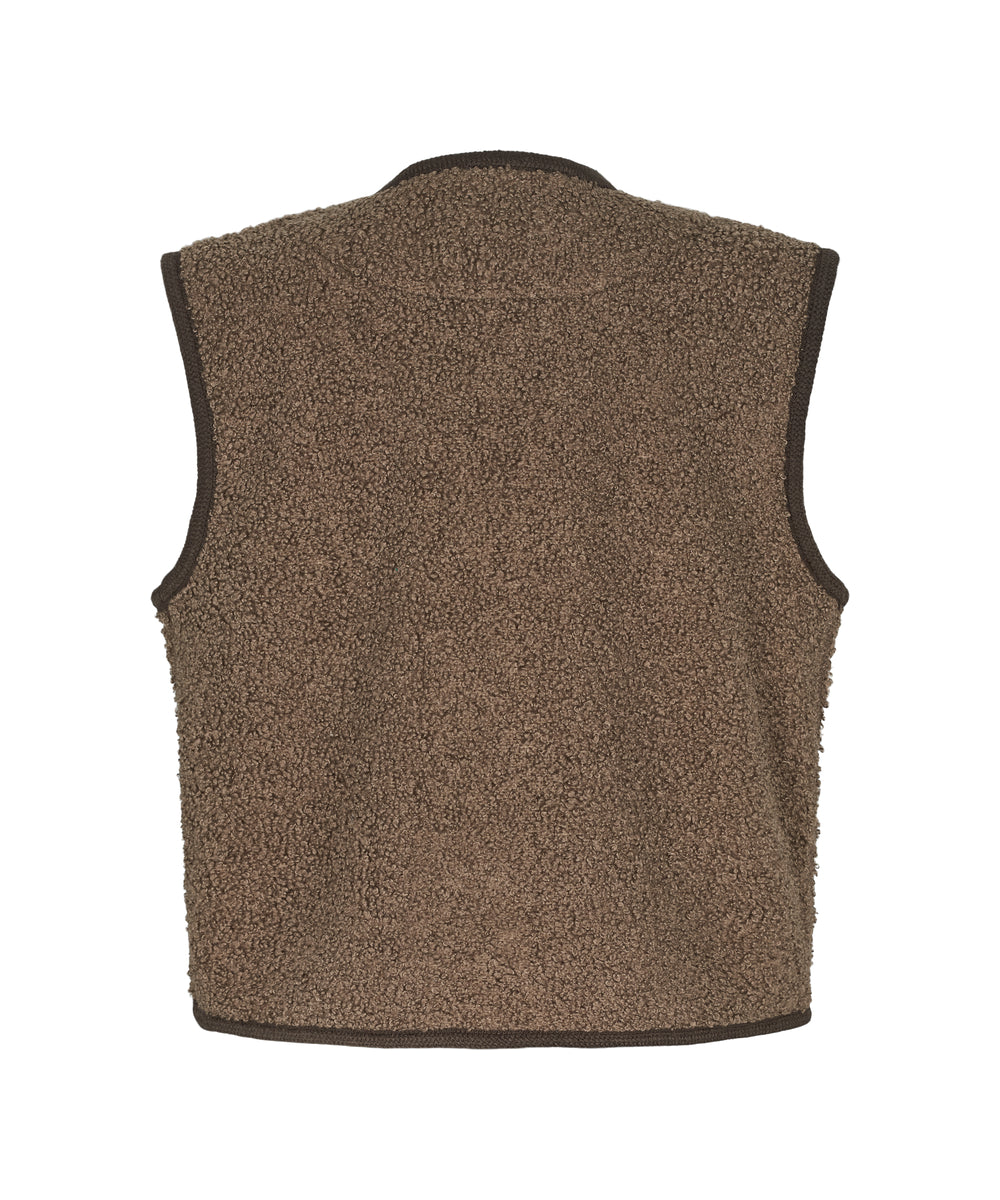 Brun teddyvest til børn set bagfra uden detaljer