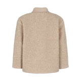 Beige teddytrøje til børn med knapper og stor buet forlomme