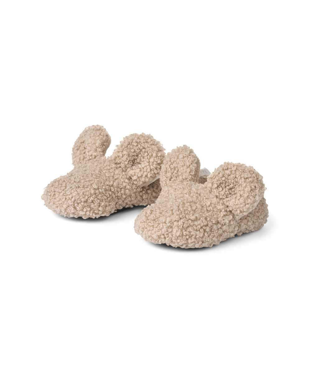 Beige futter til børn i teddyfleece med søde ører og blød tekstur