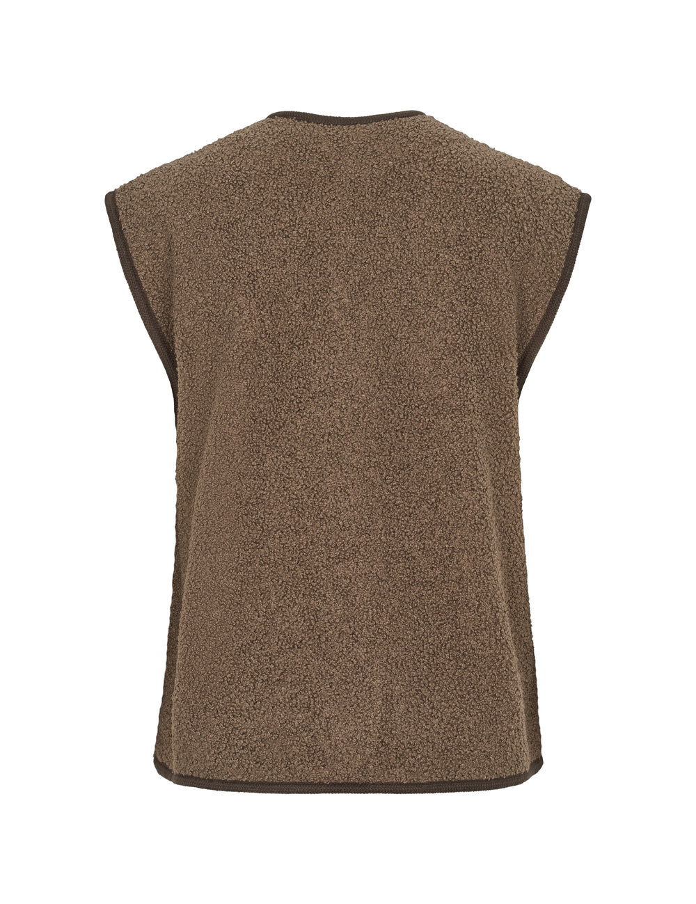 Brun fleecevest til kvinder set bagfra