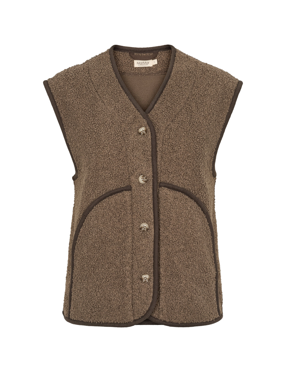 Brun fleecevest til kvinder set bagfra