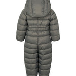 Mørkegrå dundragt til baby med hætte og lynlås