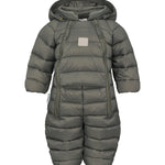 Mørkegrå dundragt til baby med hætte og lynlås