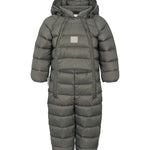 Mørkegrå dundragt til baby med hætte og lynlås