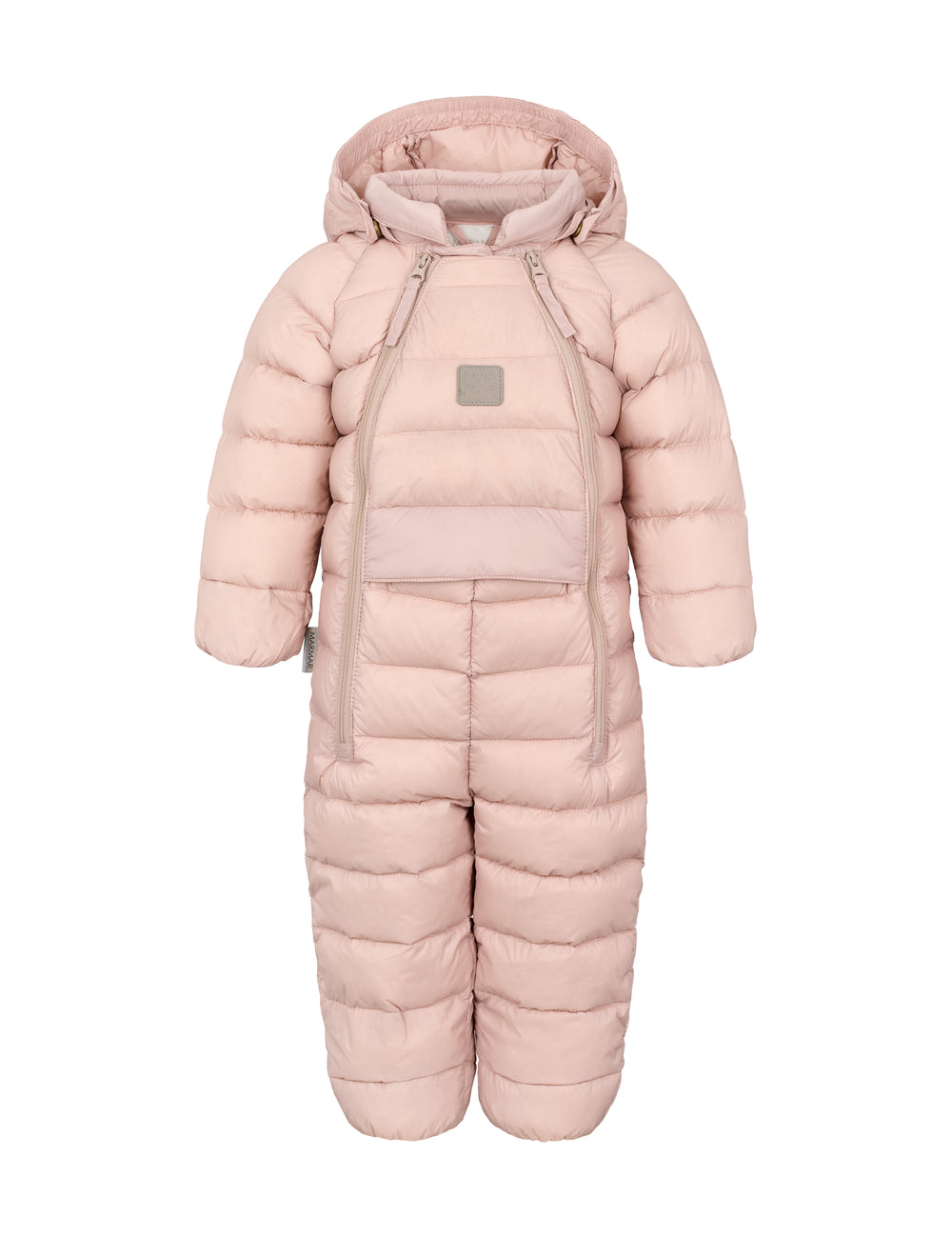 Lyserød dundragt til baby med hætte og lynlås