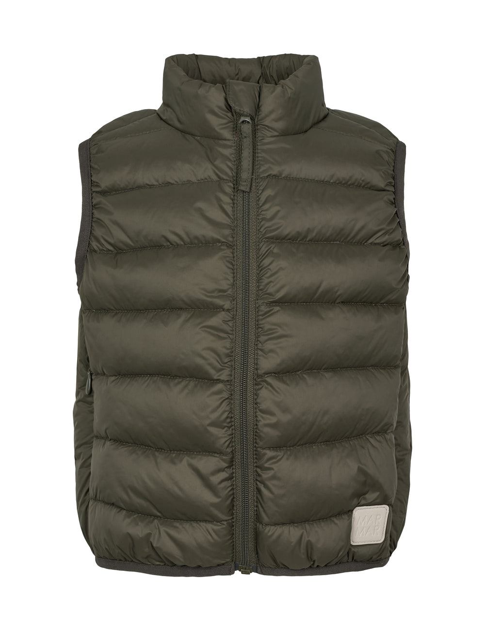 Mørkegrøn vatteret vest til børn med lynlås