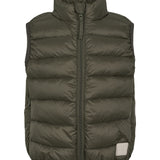 Mørkegrøn vatteret vest til børn med lynlås