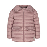 Rosa vatteret jakke til børn med krave og lommer