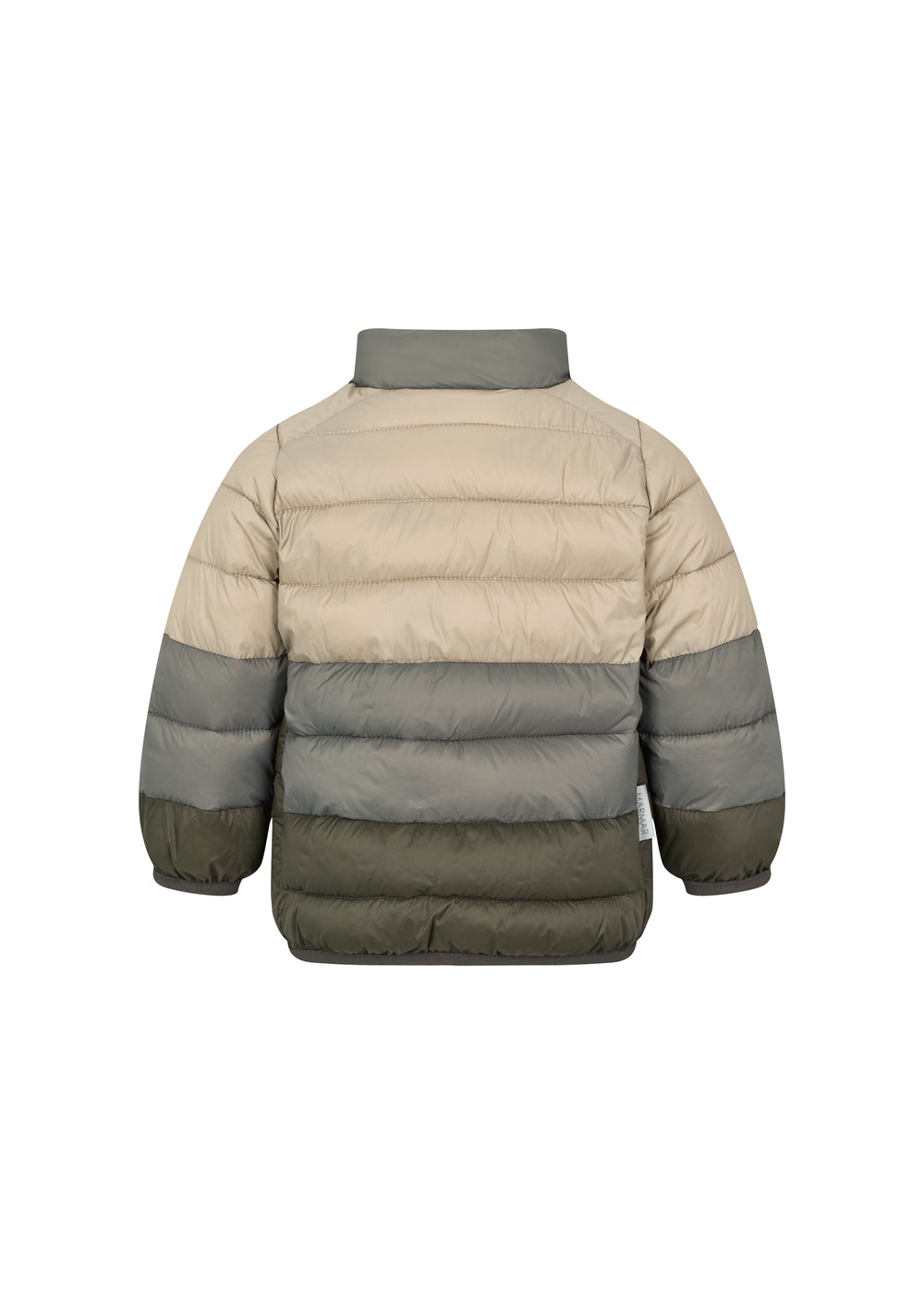 Vatteret jakke til børn i beige og grønne nuancer med lynlås