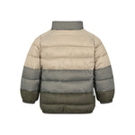 Vatteret jakke til børn i beige og grønne nuancer med lynlås