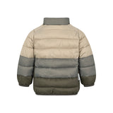 Vatteret jakke til børn i beige og grønne nuancer med lynlås