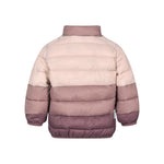 Vatteret jakke til børn i rosa og lilla nuancer med lynlås