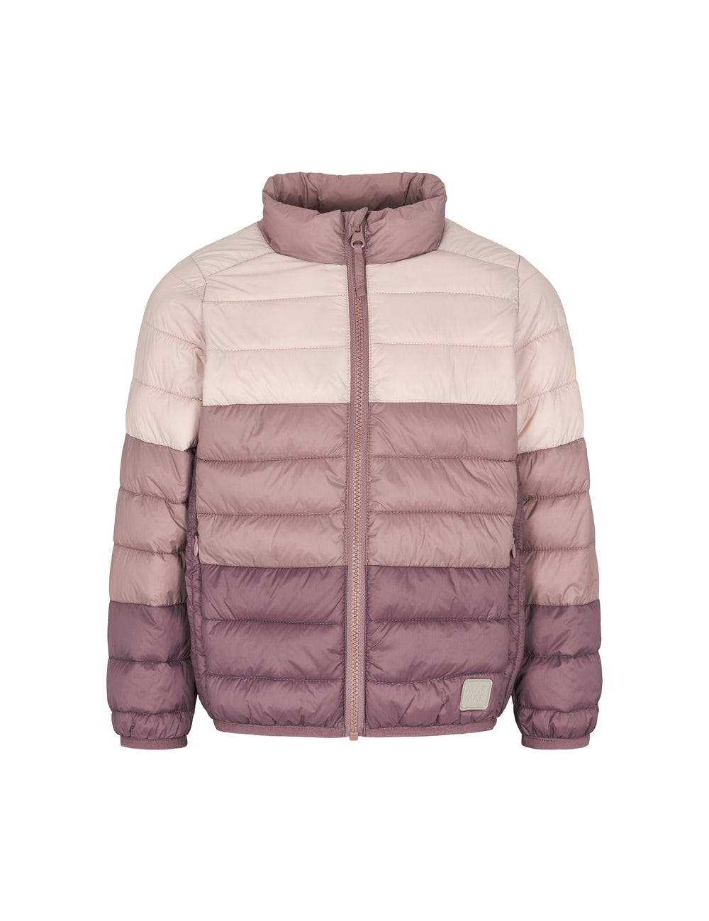 Vatteret jakke til børn i rosa og lilla nuancer med lynlås