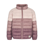 Vatteret jakke til børn i rosa og lilla nuancer med lynlås