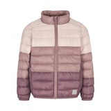 Vatteret jakke til børn i rosa og lilla nuancer med lynlås