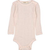 Lyserød langærmet body til baby i merinould