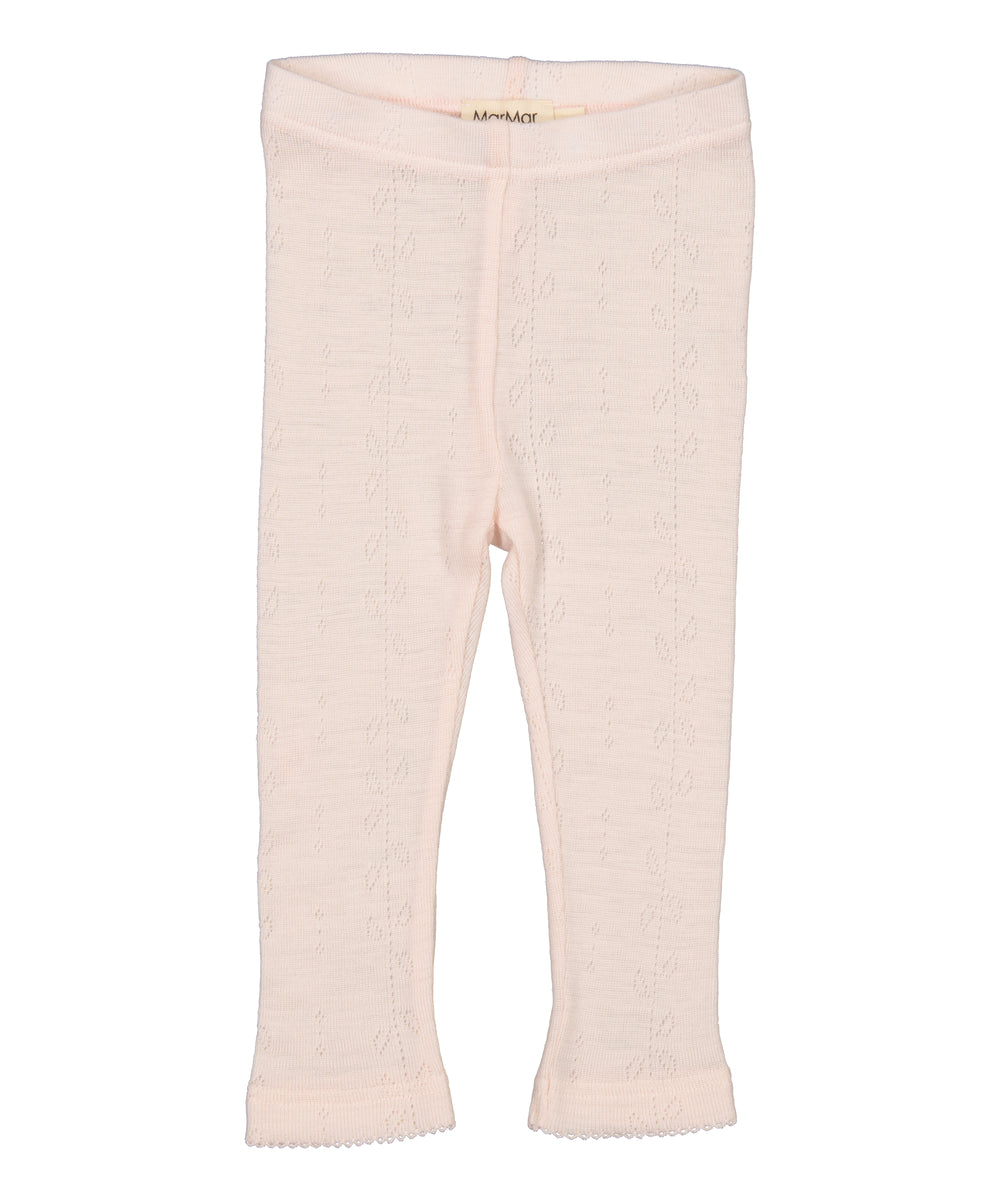 Lyserøde leggings til børn i merinould