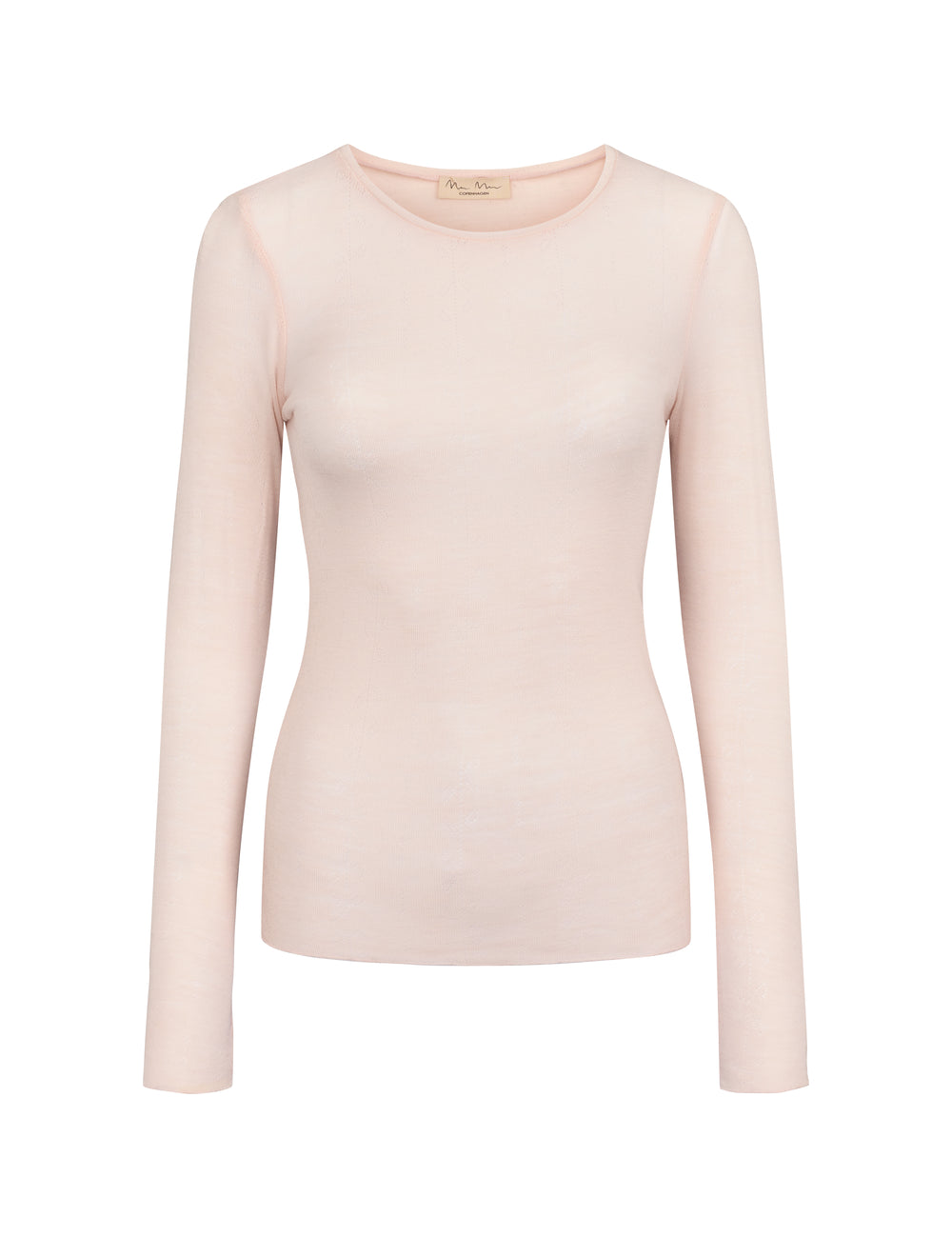 Lyserød langærmet bluse til kvinder i merinou