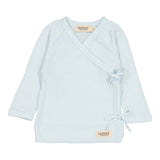 Lyseblå slå-om bluse til baby i merinould