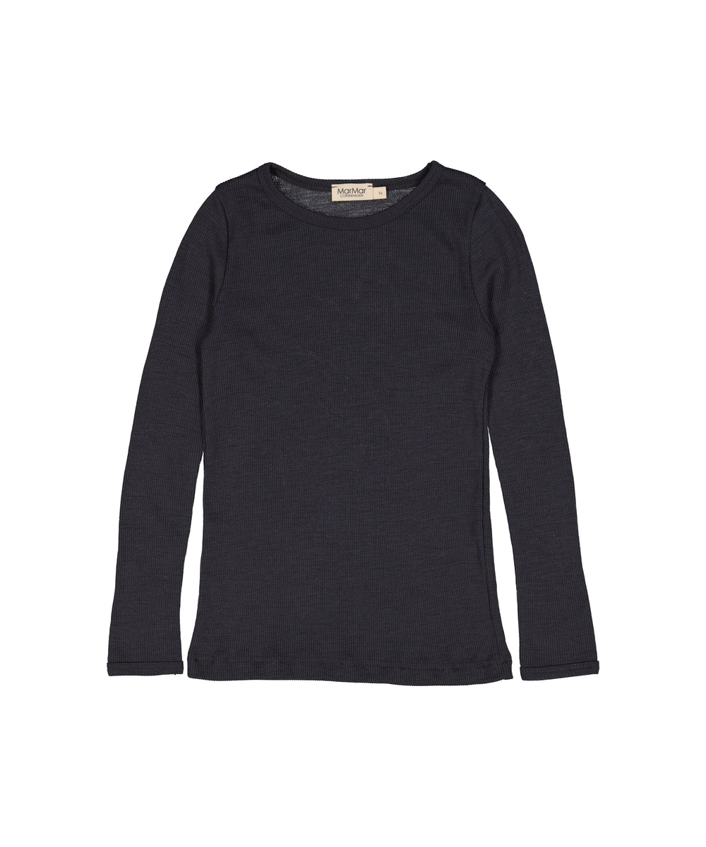 Sort t-shirt til børn i merinould