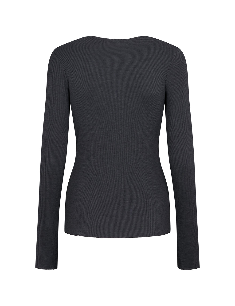 Sort langærmet t-shirt til kvinder i merinould