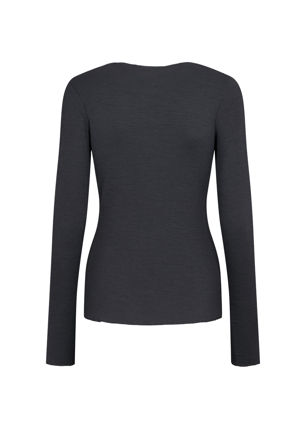 Sort langærmet t-shirt til kvinder i merinould