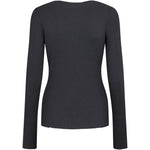 Sort langærmet t-shirt til kvinder i merinould