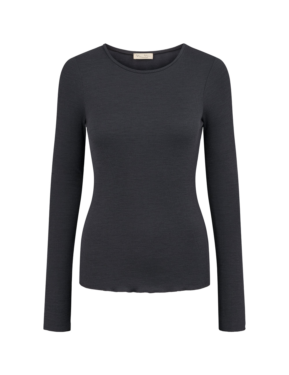 Sorter langærmet t-shirt til kvinder i merinou