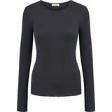 Sort langærmet t-shirt til kvinder i merinould