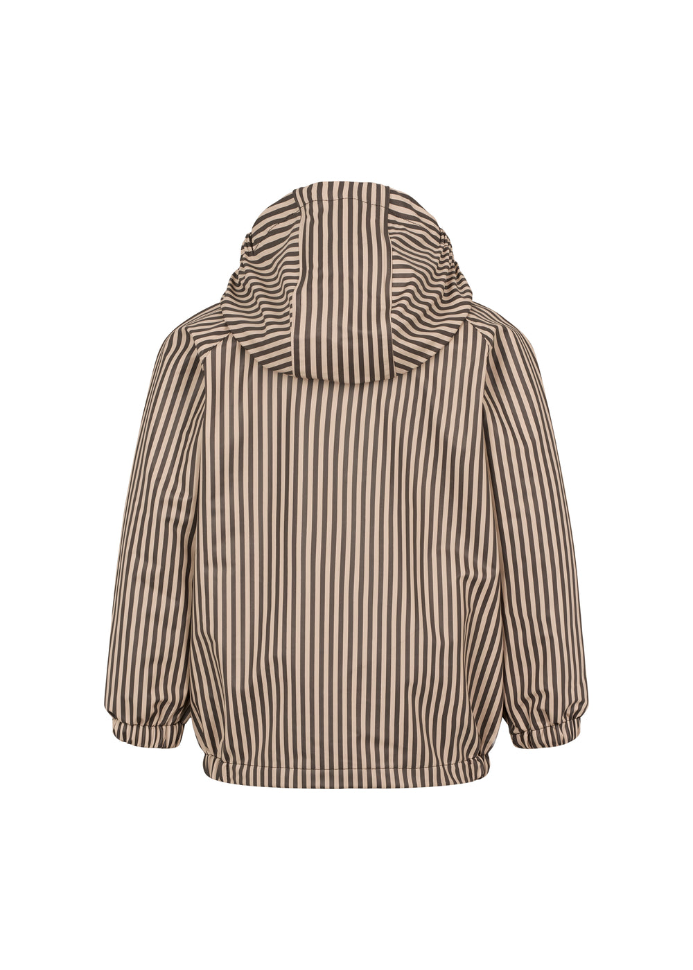 Brunstribet regnjakke til børn med hætte og lynlås