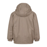 Brunstribet regnjakke til børn med hætte og lynlås