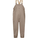 Brunstribede regnbukser til børn med seler og fodstropper