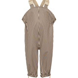 Brunstribede regnbukser til børn med seler og fodstropper