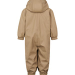 Beige regndragt til børn med hætte og elastikstropper