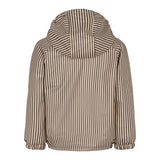 Brun stribet regnjakke til børn med hætte