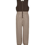 Brune regnbukser til børn med sele og elastikstropper