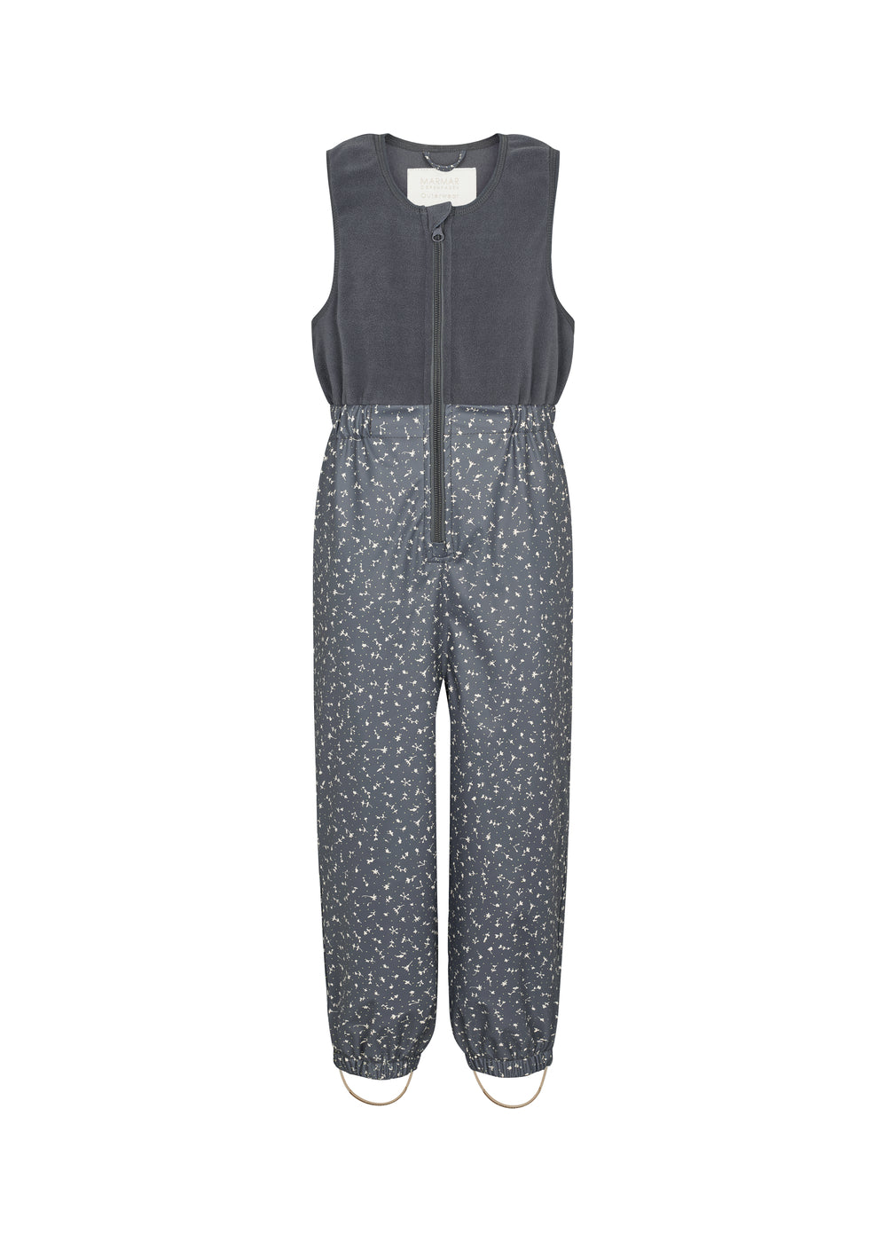 Mørkegrå regnbukser til børn med prikker og elastikstropper