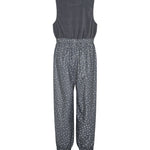 Mørkegrå regnbukser til børn med prikker og elastikstropper