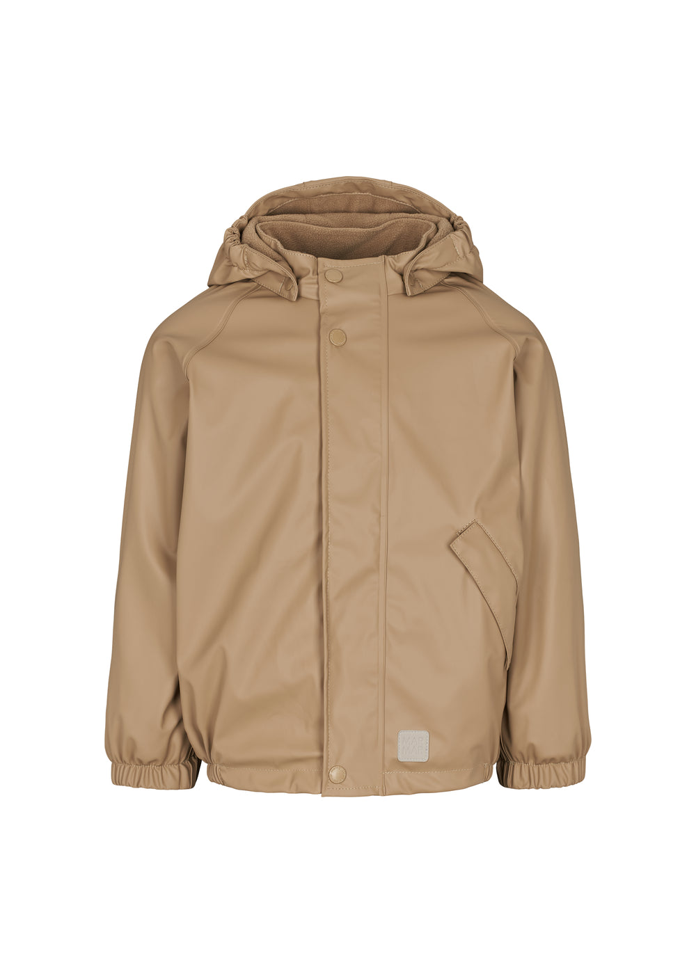 Beige regnjakke til børn med hætte