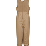 Beige regnbukser til børn med sele og elastikstropper