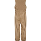 Beige regnbukser til børn med sele og elastikstropper